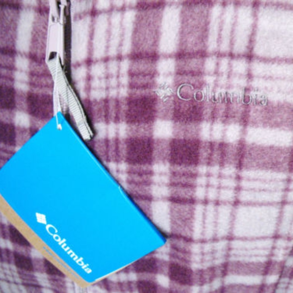 Columbia Purple Plaid Soft Fleece Full Zip Jacket - Picture 4 of 5